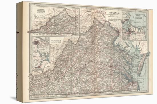 Plate 76. Map of Virginia. United States. Inset Maps of Western Part of Virginia-Encyclopaedia Britannica-Stretched Canvas