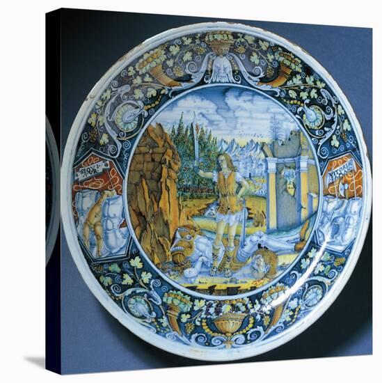 Plate with Depiction of David and Goliath, Ceramic-null-Premier Image Canvas