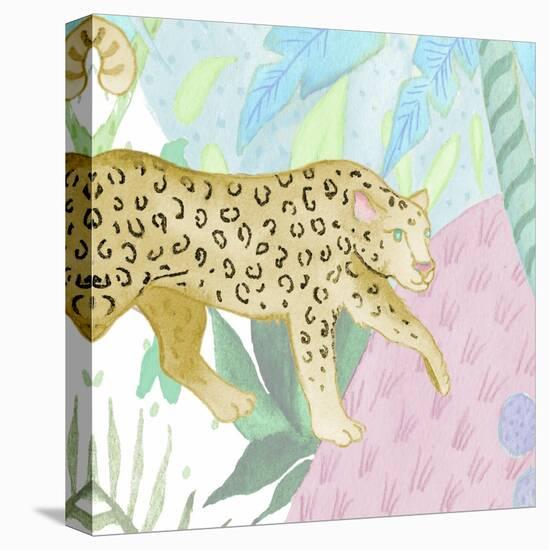 Playful Cheetah in Yellow-Elizabeth Medley-Stretched Canvas