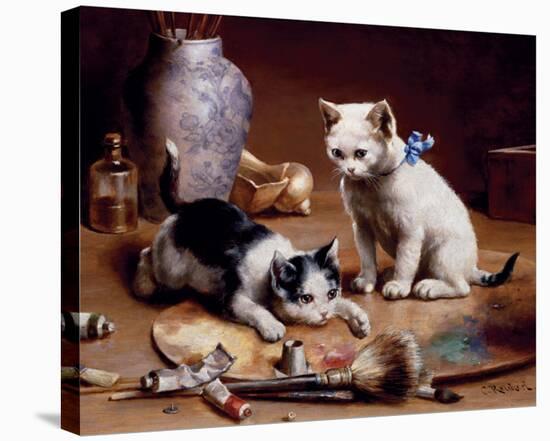 Playful Kittens-Carl Reichert-Stretched Canvas