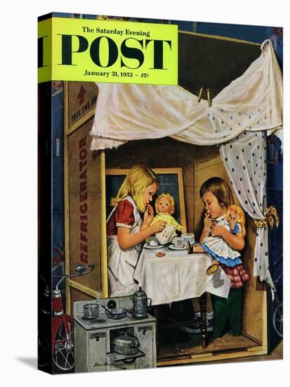 "Playing House" Saturday Evening Post Cover, January 31, 1953-Stevan Dohanos-Premier Image Canvas