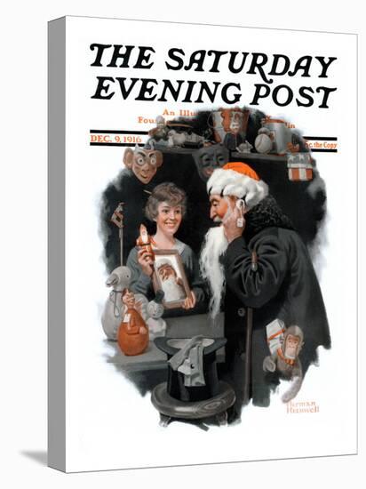 "Playing Santa" Saturday Evening Post Cover, December 9,1916-Norman Rockwell-Premier Image Canvas