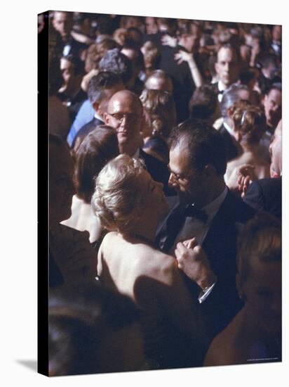 Playwright Arthur Miller Dancing with Wife, Actress Marilyn Monroe, at the April in Paris Ball-Peter Stackpole-Premier Image Canvas