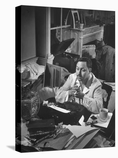 Playwright Tennessee Williams, Working on a New Play, with Success of "A Streetcar Named Desire"-W^ Eugene Smith-Premier Image Canvas