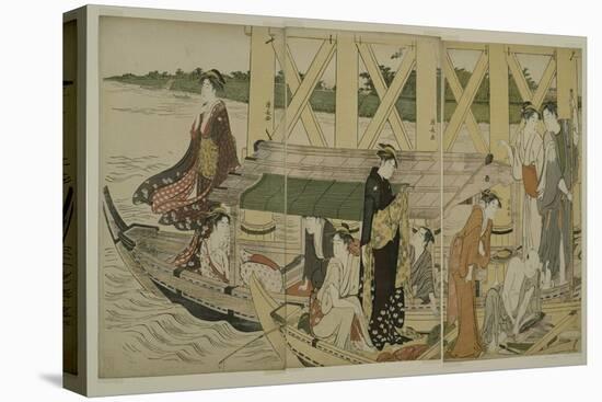 Pleasure Boats Below Azuma Bridge, C.1784-Torii Kiyonaga-Premier Image Canvas