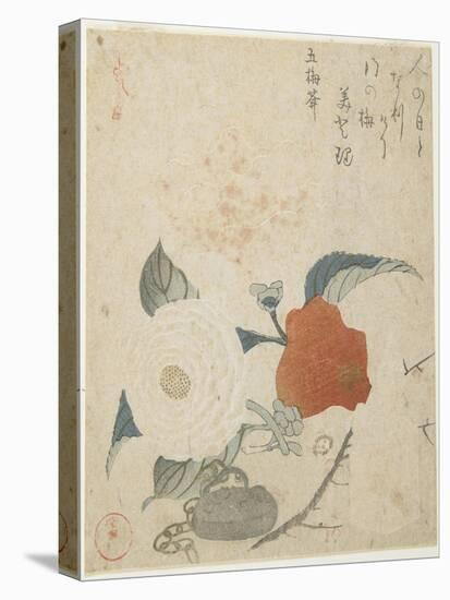 Plum Branch, a Peony Flower and a Metal Seal, 1816-Kubo Shunman-Premier Image Canvas