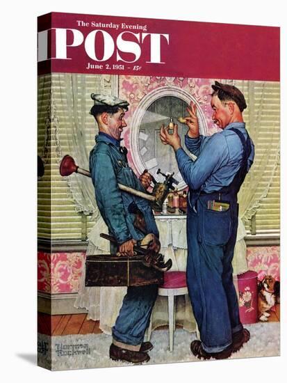 "Plumbers" Saturday Evening Post Cover, June 2,1951-Norman Rockwell-Premier Image Canvas