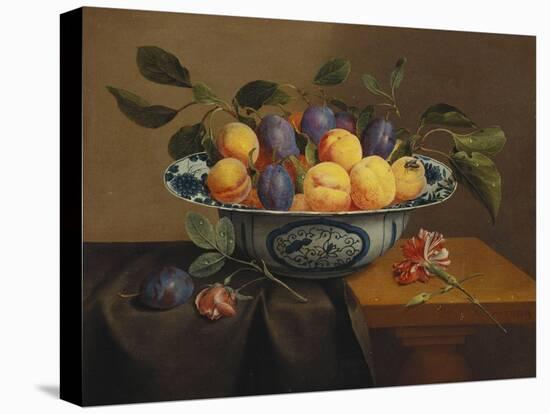 Plums and Apricots in a Wanli Kraak Porselein Bowl with a Carnation, a Rose-Jacob Van Hulsdonck-Premier Image Canvas