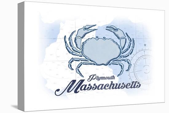 Plymouth, Massachusetts - Crab - Blue - Coastal Icon-Lantern Press-Stretched Canvas