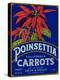 Poinsettia Carrot Label - Los Angeles, CA-Lantern Press-Stretched Canvas