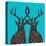 Poinsettia Deer Blue-Sharon Turner-Stretched Canvas