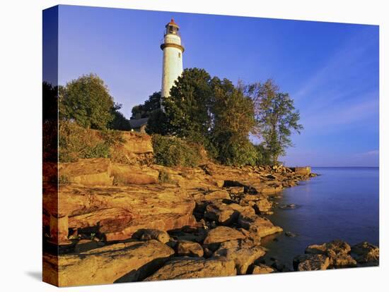 Pointe Aux Barques Lighthouse at Sunrise on Lake Huron, Michigan, USA-Adam Jones-Premier Image Canvas