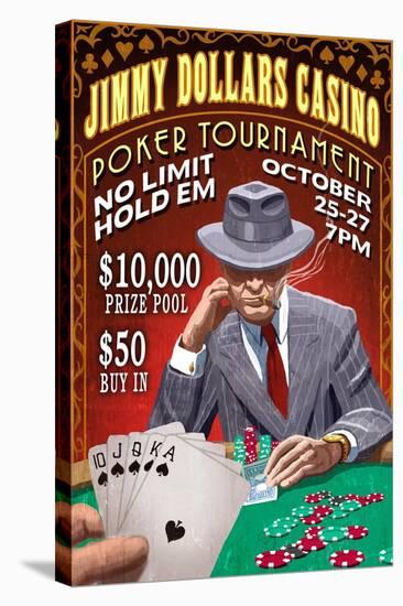 Poker Tournament - Vintage Sign-Lantern Press-Stretched Canvas