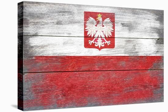 Poland Country Flag - Barnwood Painting-Lantern Press-Stretched Canvas