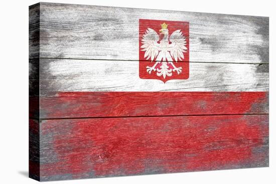 Poland Country Flag - Barnwood Painting-Lantern Press-Stretched Canvas