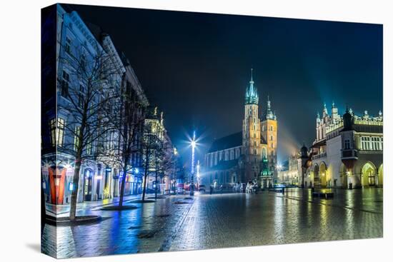 Poland, Krakow. Market Square at Night.-bloodua-Premier Image Canvas