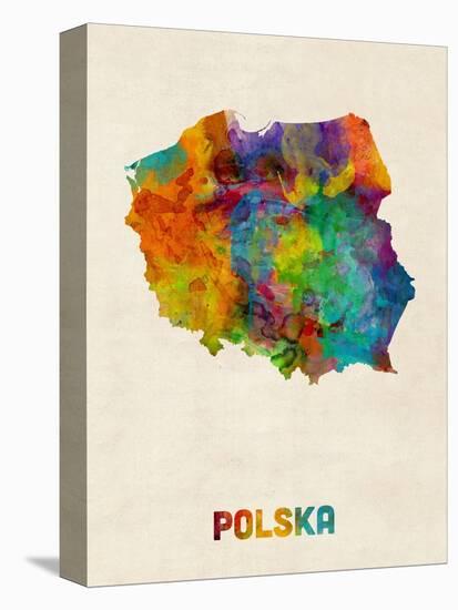 Poland Watercolor Map-Michael Tompsett-Stretched Canvas