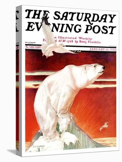"Polar Bear on Iceberg," Saturday Evening Post Cover, January 14, 1933-Jack Murray-Premier Image Canvas