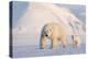 Polar bear with cub walking across ice, Svalbard, Norway-Danny Green-Premier Image Canvas