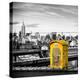 Police Emergency Call Box on the Walkway of the Brooklyn Bridge with Skyline of Manhattan-Philippe Hugonnard-Premier Image Canvas