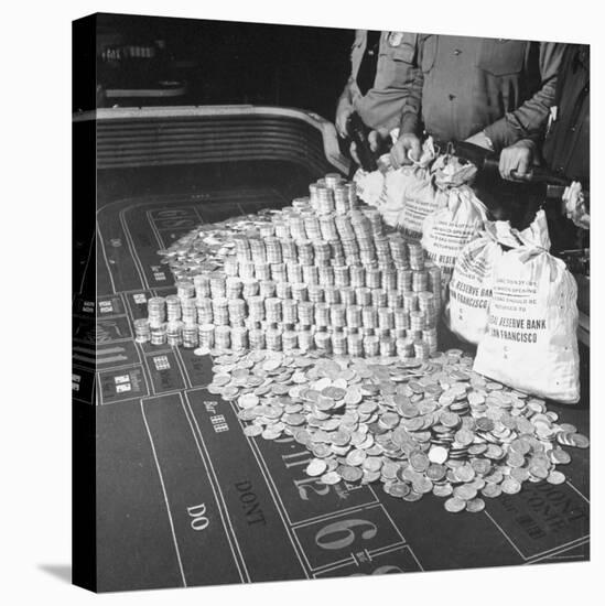 Police Guarding $500,000 in Silver Being Used During a WWII War Bond Rally in a Gambling Casino-John Florea-Premier Image Canvas