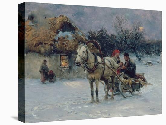 Polish Winter Landscape with Sleds-Alfred von Wierusz-Kowalski-Premier Image Canvas