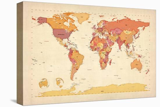 Political Map of the World Map-Michael Tompsett-Stretched Canvas