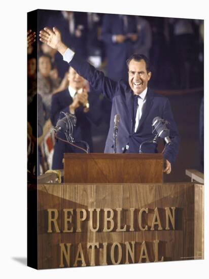 Politician Richard Nixon Waving From Platform at Republican National Convention-John Dominis-Premier Image Canvas