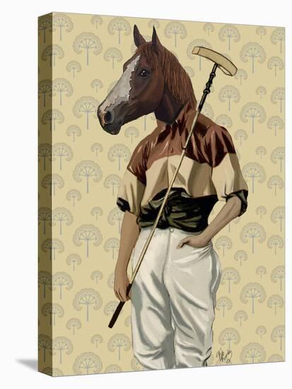 Polo Horse Portrait-Fab Funky-Stretched Canvas