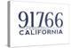 Pomona, California - 91766 Zip Code (Blue)-Lantern Press-Stretched Canvas