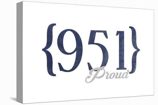 Pomona, California - 951 Area Code (Blue)-Lantern Press-Stretched Canvas