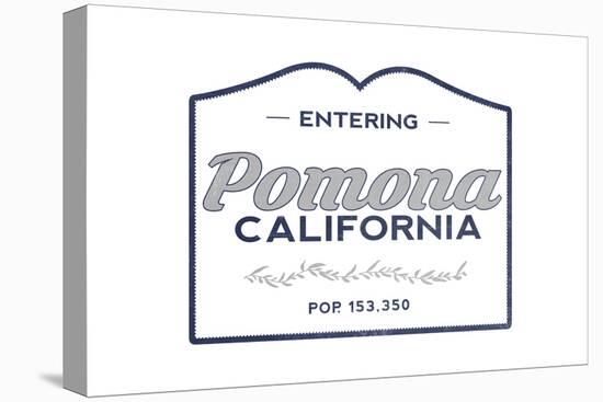 Pomona, California - Now Entering (Blue)-Lantern Press-Stretched Canvas