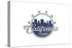 Pomona, California - Skyline Seal (Blue)-Lantern Press-Stretched Canvas