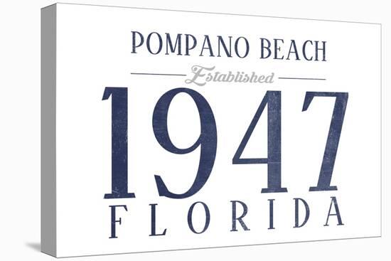 Pompano Beach, Florida - Established Date (Blue)-Lantern Press-Stretched Canvas