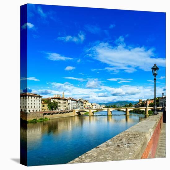 Ponte Alle Grazie Bridge on Arno River, Sunset Landscape. Florence or Firenze, Italy.-stevanzz-Premier Image Canvas