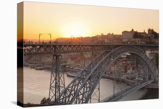 Ponte Dom Luis I Bridge at sunset, Ribeira District, UNESCO World Heritage Site, Porto (Oporto), Po-Markus Lange-Premier Image Canvas