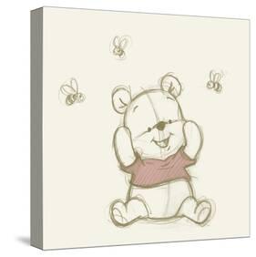 Pooh with Bees-null-Stretched Canvas