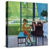 "Poolside Piano Practice," June 11, 1960-George Hughes-Premier Image Canvas