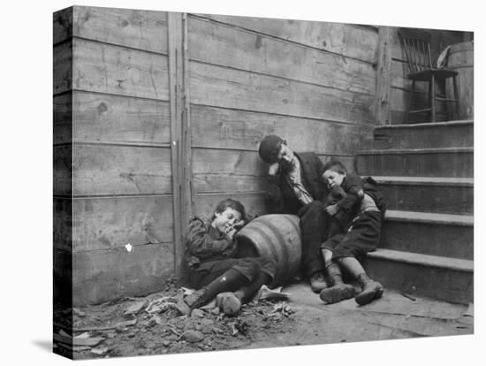 Poor and Homeless Sleeping on Streets-Jacob August Riis-Premier Image Canvas