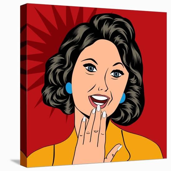 Pop Art Illustration of a Laughing Woman-Eva Andreea-Stretched Canvas