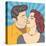 Pop Art Kissing Couple-Eva Andreea-Stretched Canvas