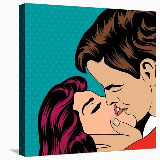 Pop Art Kissing Couple-Eva Andreea-Stretched Canvas