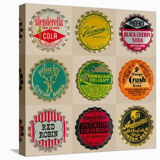 Pop Bottletops II-The Vintage Collection-Stretched Canvas