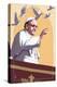 Pope and Doves - Lithography Style-Lantern Press-Stretched Canvas