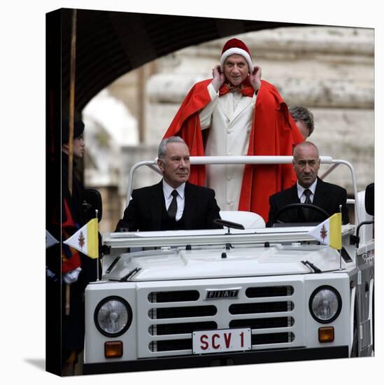 Pope Benedict XVI on His Popemobile, Arriving for the Weekly Audience in St. Peter's Square at the -null-Premier Image Canvas