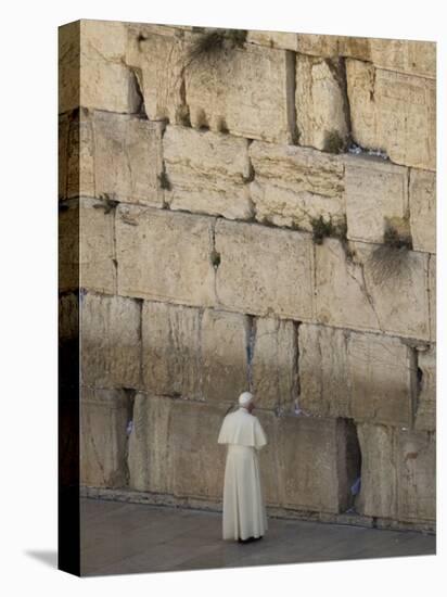 Pope Benedict XVI Stands Next to the Western Wall, Judaism's Holiest Site in Jerusalem's Old City-null-Premier Image Canvas