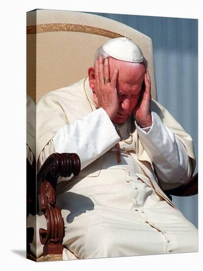 Pope John Paul II Holds His Head During the Weekly Open-Air General Audience-null-Premier Image Canvas