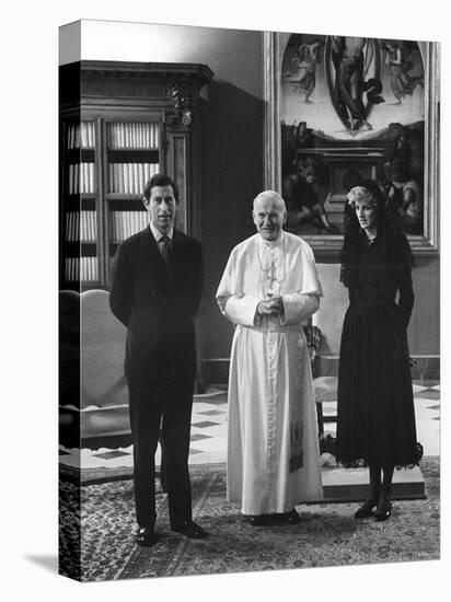 Pope John Paul II Meets with Prince Charles and Princess Diana in the Vatican-null-Premier Image Canvas