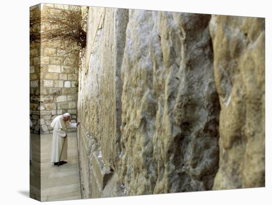 Pope John Paul II Rests His Hand on the Western Wall-null-Premier Image Canvas
