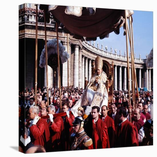 Pope John XXIII Riding the Sedia Gestatoria to St. Peter's Basilica, 2nd Vatican Ecumenical Council-Paul Schutzer-Premier Image Canvas